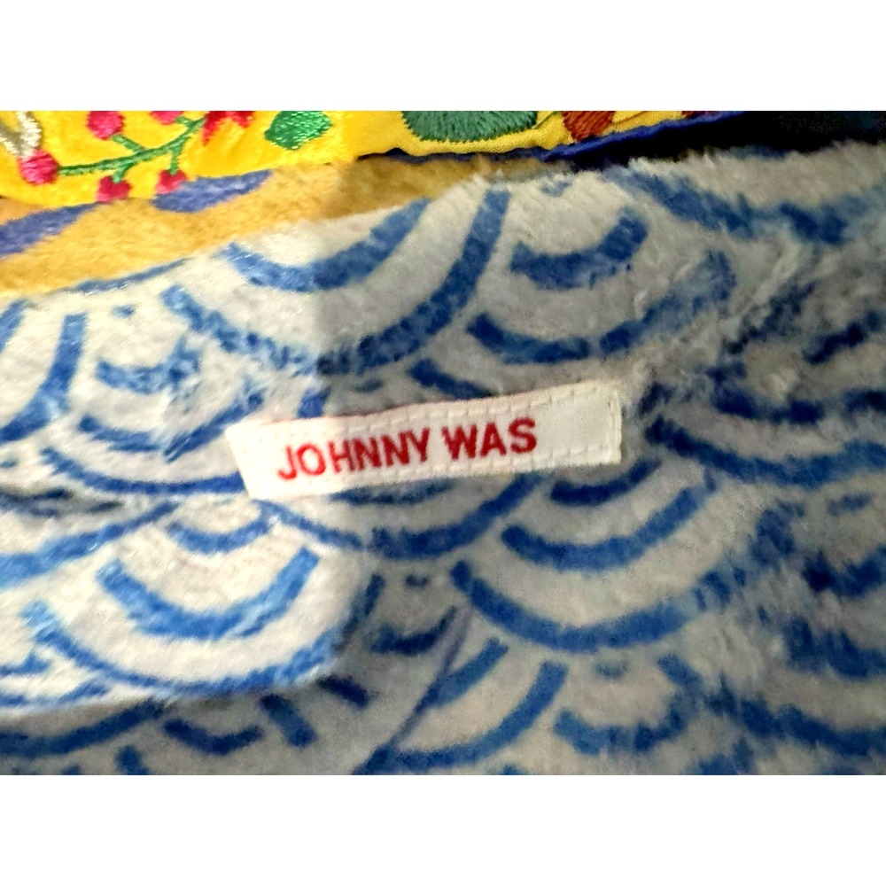 Johnny Was Hobo Drawstring Bag Embroidered Strap Plush Fleece Floral - Picture 5 of 9